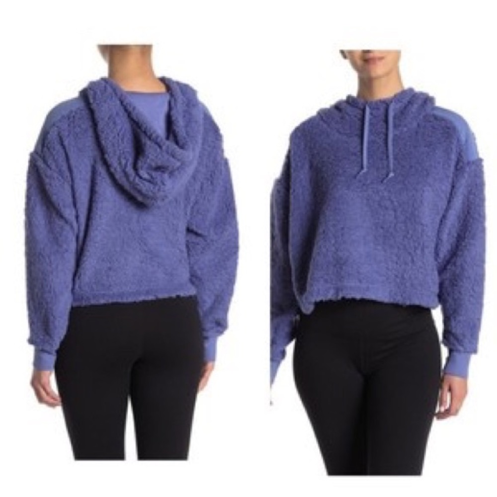 NWT Crop Fleece Hooded Pullover
